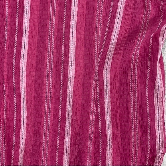 Carroll Reed Sleeveless Top Sz 1X Cotton Pink Seersucker Popover V Neck - Picture 5 of 9